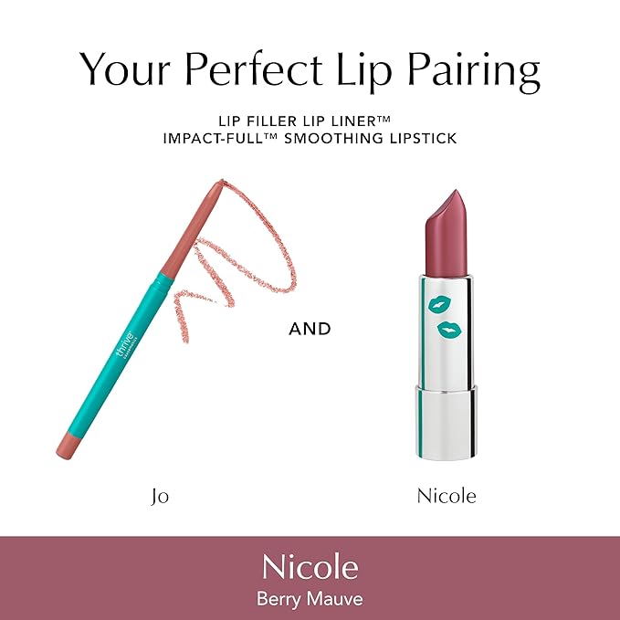 Thrive Causemetics Impact-FULL Smoothing Lipstick, Moisturizing Lip Makeup Essential with Vitamin E, Lightweight Creamy Lipstick for Women, Long Lasting, Vegan, Shade Nicole (Berry Mate)