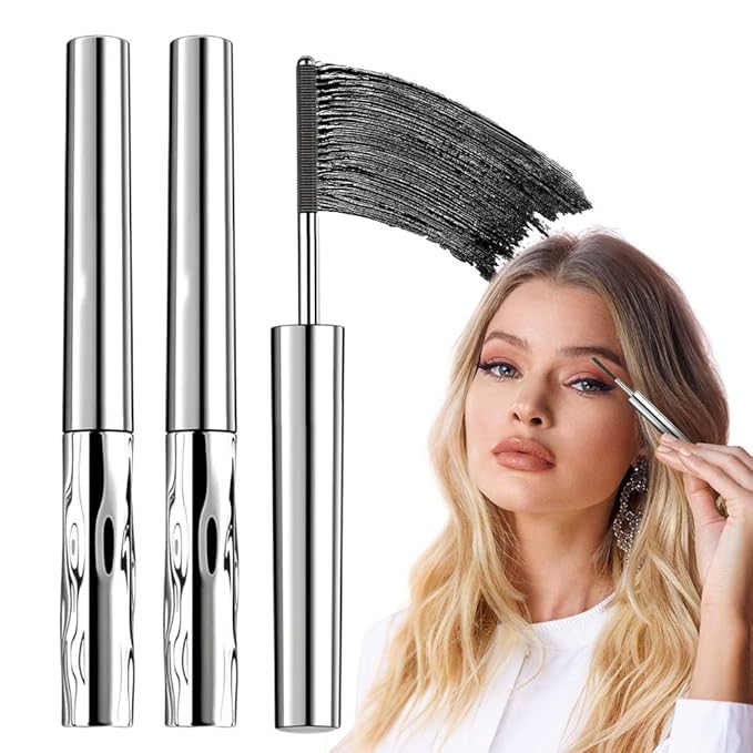 Iron Wand Mascara, Waterproof Metal Wand Mascara Volume and Length, Brushless Mascaras for Long-lasting No Clumping 3D Curling Eyelash (Black & Brown)
