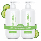 Routine Wellness Anti-Thinning Shampoo for Thinning Hair - Biotin DHT Blocker Women & Men - Color Safe Shampoo for Hair Loss & Healthy Hair - Cucumber (Pack of 2)