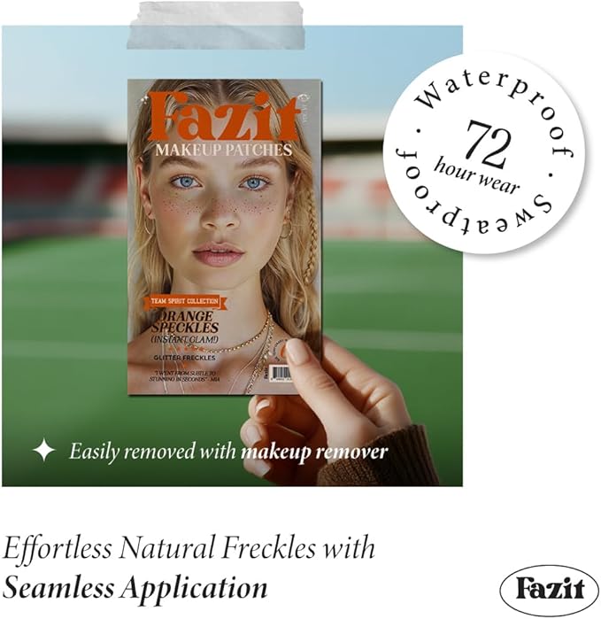 Fazit Makeup Patches - Orange Speckles - Glow Up Make-Up Patches - Cute Glitter Makeup Accessories for Women - Cosmetic Glitter for Face