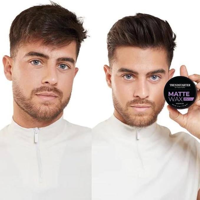 TRENDSTARTER - MATTE WAX (4oz) - Firm Hold - Matte Finish - Water Based All-Day Hold Hair Styling Pomade – Flake-Free Styling Wax for All Hair Types