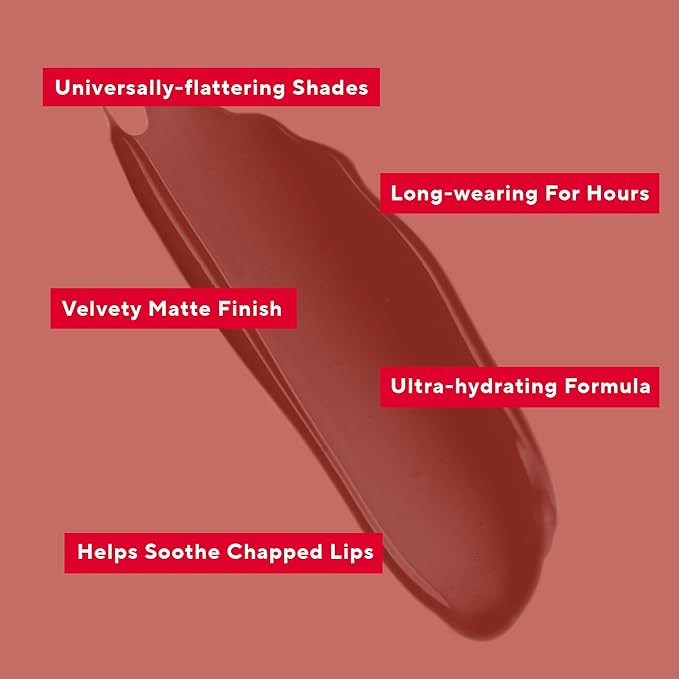 Mirabella Luxe Advanced Formula Matte Lip Gloss, Richly Pigmented Long-Wear and Full-Coverage Liquid Lipstick, Matte Lipstick for Women Stays Put and Won't Dry or Crack Lips, Heartbreaker