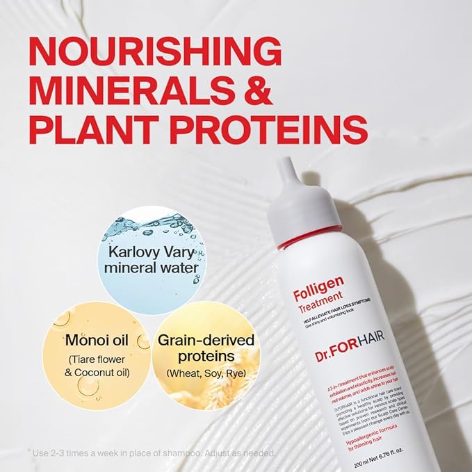 Dr.FORHAIR Folligen Treatment | Korean Hair Treatment | Scalp Treatment & Hair Mask | For Hair Thickening & Fuller Looking, 6.76 Fl Oz