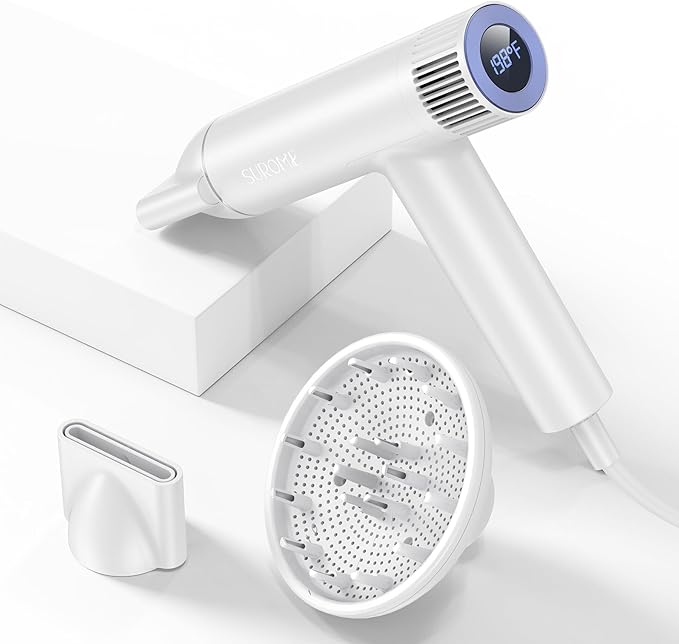 Blow Dryer,110000RPM High-Speed Brushless Motor, Fast-Drying Negative Ions Intelligent Constant Temperature Hair Care Dryers, Professional Hair Dryer with Attachments for Home&Salon (White)