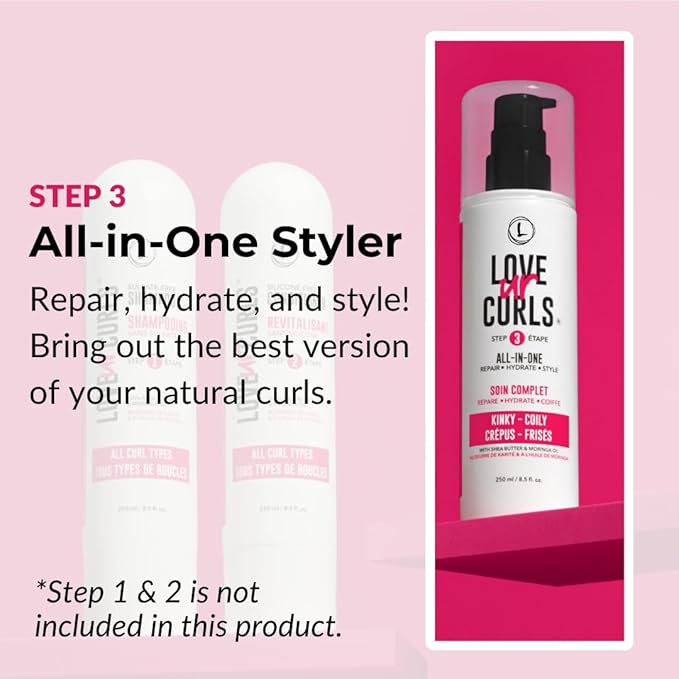 Love Ur Curls - Kinky Coily All in One Curl Cream Styler, Curling Cream for Curly Hair, Repair, Define, Hydrate & Style with Shea Butter, 250mL