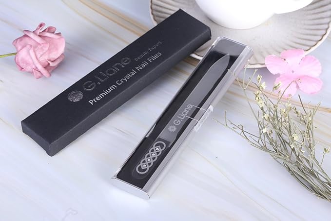 Glass Nail File with Austria Crystals Professional Crystal Fingernail Files in Aluminum Case Perfect Manicure Set for Women Men Kids Nail Care Gift Set (Silver Celtic)