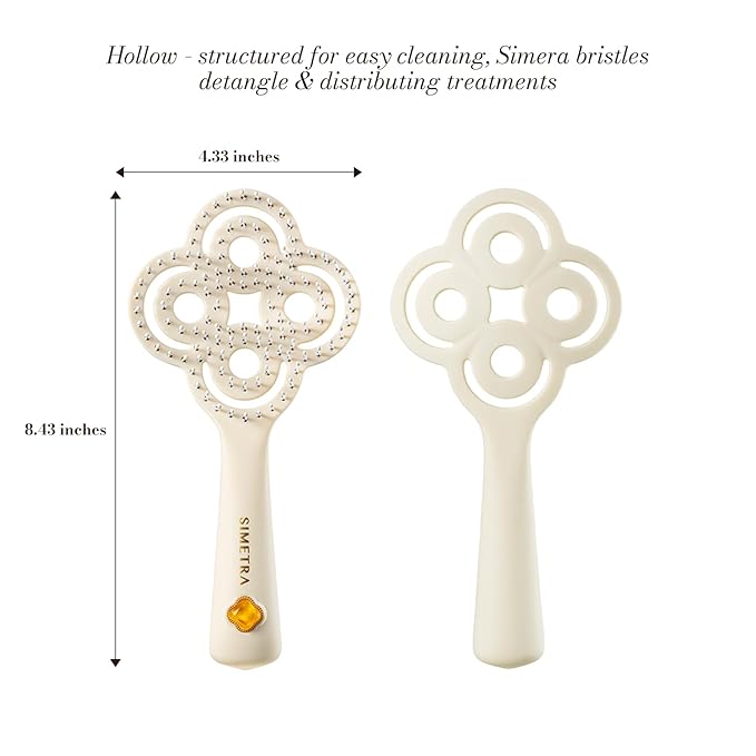 Simetra Detangler Hair Brush for Woman and Men, Original Detangling Brush for Curly Hair/Fine &Thick/Wet & Dry Hair, Holiday Present Hairbrush - Natural Crystal Inlay & 14K Gold Plating