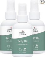 Earth Mama Belly Oil for Dry Skin | Calendula Skin Care Moisturizer Oil to Encourage Natural Elasticity and Help Prevent Stretch Marks During Pregnancy and Postpartum, 4-Fluid Ounce (3-Pack)