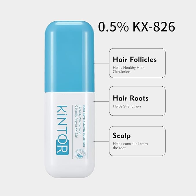 KINTOR 0.5% KX-826 Hair Growth Spray DHT Blocker Hair Regrowth Products,Nourish Hair follicles,Hair Oil Control Products For Men&Women-1 Month Supply 60ml