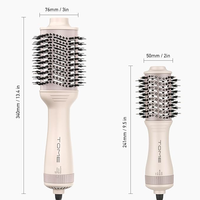 Blow Dryer Brush, Hair Dryer Brush in One, 1200W Large Oval Hot Air Volumizer & Straightener, Anti-Frizz Blowout Styling Brush, Dual Voltage 110–240V (3 Inch) Pink