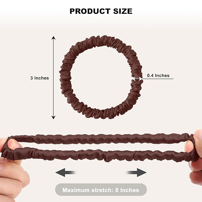 8Pcs Silk Scrunchies Hair Ties for Women & Girls, Mulberry Silk Scrunchies No-Damage Thin Satin Ponytail Holders for Hair Care(Clolor 05)