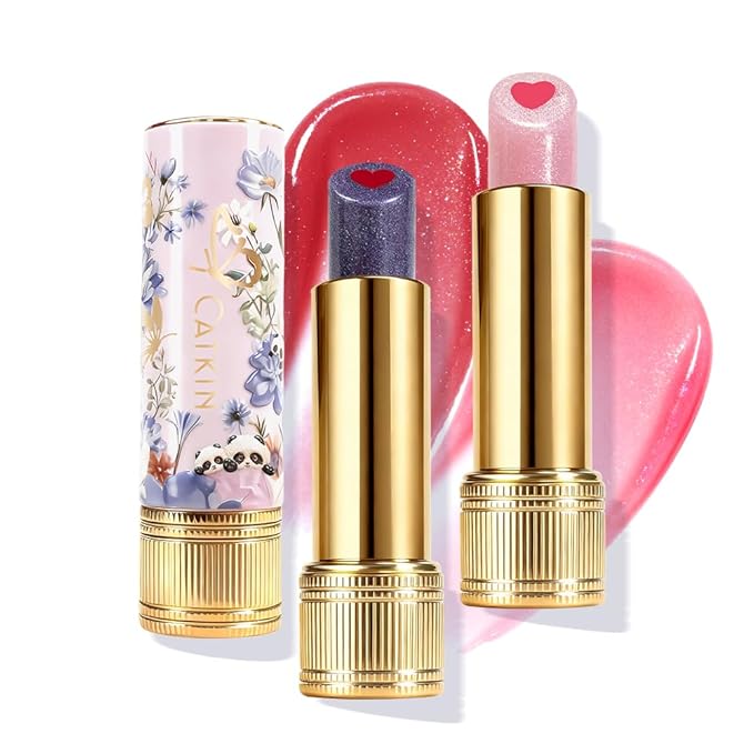Tinted Lip Balm with Colorful Serum Core, CATKIN Cute 2-in-1 Lip Balm Gloss, Moisturizing with Jojoba Oil Hyaluronic acid, Citrus Tea Flavor, Trendy Lip Care 2pcs (01+02)