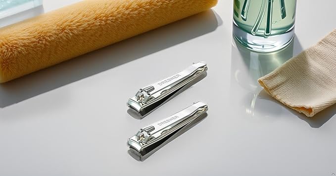 2PCS Stainless Steel Nail Clippers Set, Professional Fingernail and Toenail Clippers Wide Easy Press Lever Nail Trimmer with Swing Out Cleaner File for Men and Women