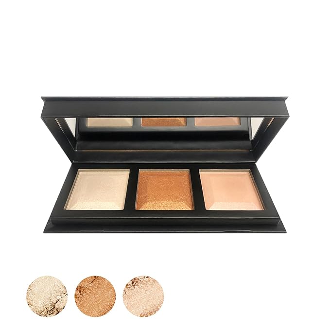 Chamko Premium Radiant Glow Highlighter Palette – Makeup Artist Approved, Richly Pigmented & Skin-Nourishing Formula with Luminous Finish | Talc-Free, Vegan & Cruelty-Free, 0.7 oz