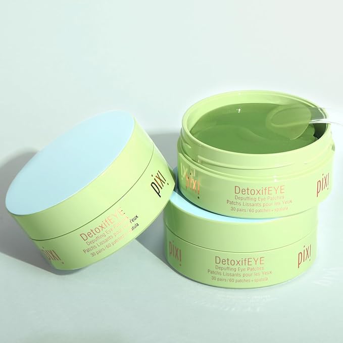 Pixi DetoxifEYE 2-Pack | Depuffing Hydrogel Under-Eye Patches|Cucumber, Gold & Caffeine for Puffy Eyes and Dark Circles | 2 Boxes, 60 pairs, 120 Patches