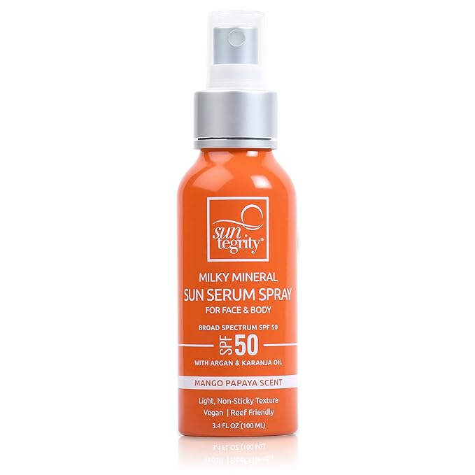 Milky Mineral Sun Serum Spray for Face & Body - Broad Spectrum SPF 50, 3.4oz