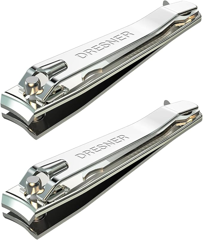 2PCS Stainless Steel Nail Clippers Set, Professional Fingernail and Toenail Clippers Wide Easy Press Lever Nail Trimmer with Swing Out Cleaner File for Men and Women