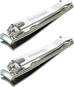 2PCS Stainless Steel Nail Clippers Set, Professional Fingernail and Toenail Clippers Wide Easy Press Lever Nail Trimmer with Swing Out Cleaner File for Men and Women