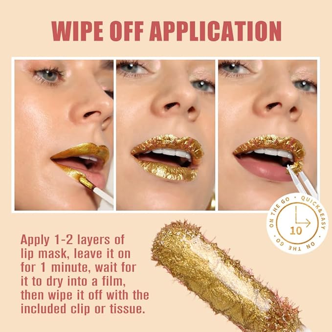 2Pcs 2025 New Gold Liquid Matte Lip Liner Stain Peel Off with Tweezer, Long Lasting, Waterproof Matte Lipstick Lip Gloss Tattoo for Women, Smudge-proof Non-Stick Cup Lip Tint Makeup 03#+04#