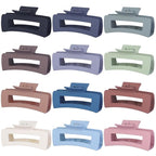 Hair Clip - Claw, 4.1 Inch Extra Large for Thick, Long, Curly Hair, 12 Pcs, 12 Rubber Paint and Plastic Materials, Non-Slip Design, Women and Girls Hair Accessories - Multicolor