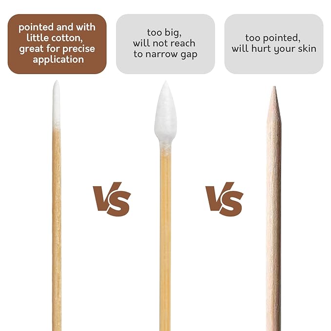 200PCS Pointed Cotton Swabs - 4 inch Microblading Precision Tip Cotton Swabs with Wooden Sticks - for Makeup, Tattoo Permanent Supplies