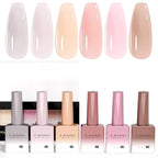 CANNI 6 Colors 9 Ml Jelly Nude Pink Gel Nail Polish Set- Neutral Transparent Pink Colors Sheer Gel Polish Kit, Soak Off LED Nail Gel Manicure Kit DIY at Home Salon Gifts
