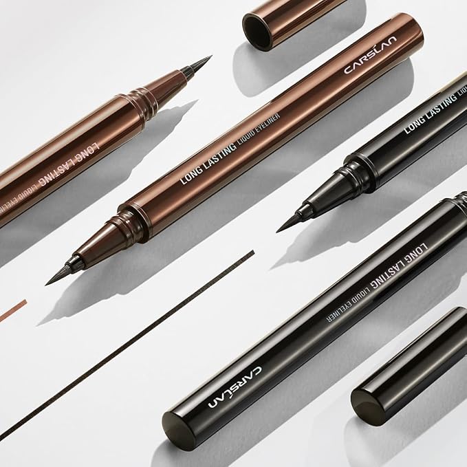 CARSLAN Liquid Eyeliner, Brown Eyeliner Liquid Liner, 12H Longlasting Eyeliners, Waterproof & Smudgeproof High Pigmented Eyeliners for Eye Makeup, Brown, 2count