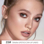 2-in-1 Light Nude Beige Lip Liner & Lipstick Set Kit for Women, Matte Lips Kit with Lip Liner Lip Stains Long Lasting Waterproof 24 Hour Lipstick and Lip Liners Combo Lipliners Pencil Set 23