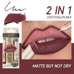 USHAS 2 in 1 Waterproof Lipstick Combo Set - Long Lasting Matte Lipstick Pen with Lip Liner - Makeup Kit (G5, Pack of 1)