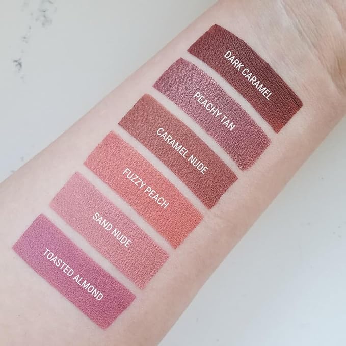 Aromi Sand Nude Matte Liquid Lipstick | Light, Peachy Tan Lip Color, Long Lasting, Transfer Proof, Handmade, Vegan, Cruelty-free, (Sand Nude)