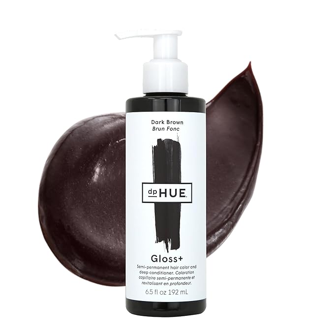 dpHUE Gloss+, Dark Brown - 6.5 oz (8-12 Applications) - Semi-Permanent Hair Color & Conditioner - Lasts Up to Eight Washes - Paraben, SLS & SLES Sulfate Free - Vegan, Leaping Bunny Certified