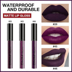 evpct 3Pcs Dark Purple Mauve Plum Maroon Matte Liquid Lipstick Lip Stain Sets for Women Matte+Lipstick Long Lasting Permanent 24 hr Hours Magic Lipstick 24 Hours original Waterproof 22#