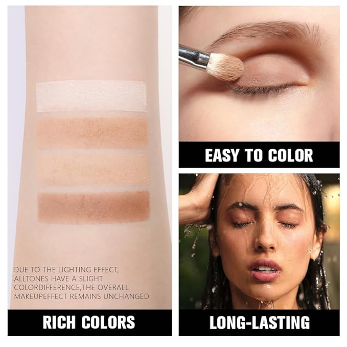 evpct Nude Brown Matte Powder Eyeshadow Quad Palette, Light Nude Pink Natural Dark Brown Matte Smoky High Pigmented Mini Eye Shadow Palette Makeup for Women, Waterproof Smudge Proof Vegan Cruelty-free