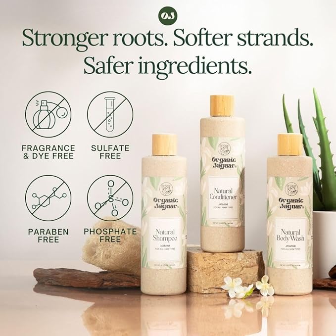 Organic Jaguar All Natural Jasmine Conditioner for Hair Care, Sulfate Free Conditioner, Vitamin E, Castor, Argan and Almond, For Hydrating All Hair, 13.5 fl oz