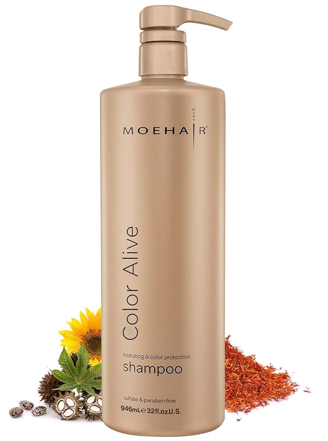 MOEHAIR Color Alive Shampoo | Moisturizing & Hydrating | Shampoo for Color-Treated Hair | Paraben & Sulfate Free | Rich in Safflower & Castor Oil | Controls Frizz (32 Fl. Oz)