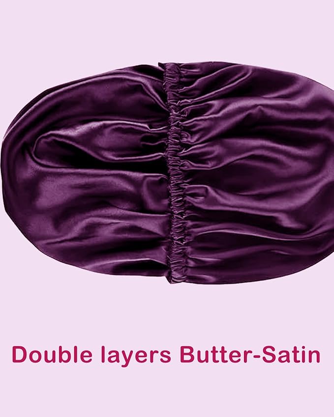 Satin Bonnet 2Pcs Silk Bonnet Hair Bonnets For Sleeping Silky Soft Sleep Cap Womens Night Curly Natural Hair Caps