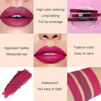 evpct 3Pcs Plum Purple Wine Red Matte Lip Sticks Crayon Lip Liner Lipstick Pencil Set for Women Long Lasting 24 Hour Waterproof Lip Liner and Lipstick Set labiales mate 24 horas originales 02&12&14