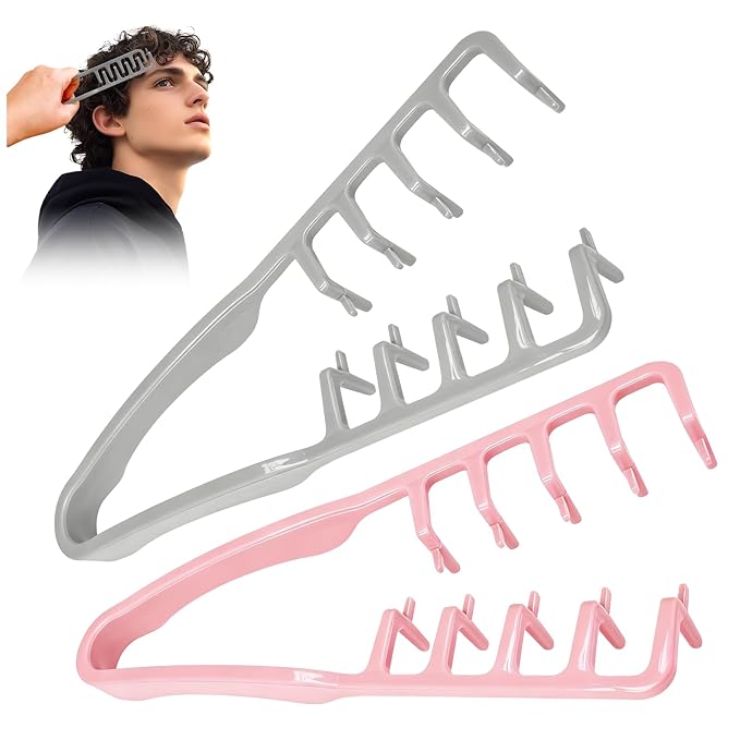 2Pcs Texture Comb, Volumizing Texture Comb for Men & Women, Wide-Tooth Hair Comb for Fluffy & Layered Hairstyles (Grey + Pink)