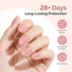 MelodySusie No Wipe Glossy Top Coat Base Coat Builder Gel 027 Set Long Lasting Shine Finish Soak Off UV LED Nail Lamp Nail Art Design Manicure Kit Perfect Gifts for Women Girls 3 Pcs 15ml