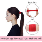 LuSeren 120 Pcs Deep Red Hair Ties for Women, No Damage Soft Seamless Nylon Hair Elastics for Thick Hair,Ponytail Holders, Hair Accessories
