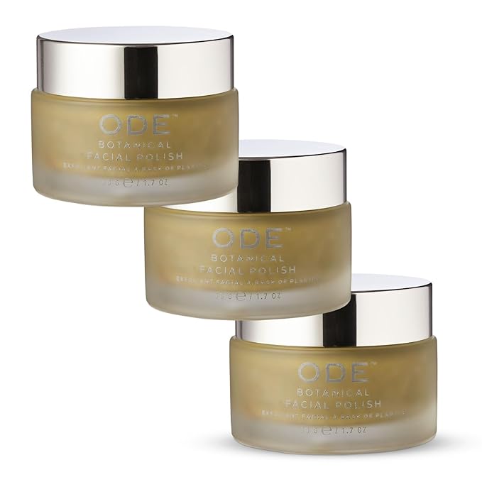 Botanical Facial Polish (3-pack) by ODE Olive Oil Beauty, Organic EVOO, Gentle, Cleanser, Hydrating Mask