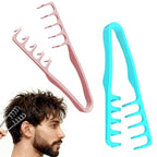 Volugrip Fringe Comb, Textured Styling Comb, Fluffy Curly Hair Comb for Volume & Fringe Parting, Anti-Frizz Styling Tool for Men & Women (Pink+Green)
