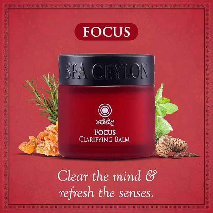 SPA CEYLON Focus Clarifying Balm, Clean Ingredients, Vegetarian, Meditation Balm, Aromatherapy, Natural Calm, 100% Natural Organic, Essential Oils (Cedarwood, Frankincense)