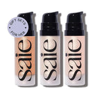 Saie Glowy Super Gel Mini Trio Holiday Gift Set- Lightweight Makeup Primer & All-Over Liquid Highlighter With Vitamin C and Squalane Oil for Glowing Skin - Starglow, Roseglow & Sunglow (0.5 oz Each)