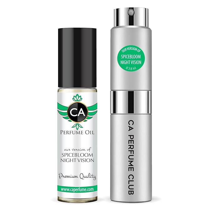 CA Perfume Duo Impression of Spicebloom Night Vision For Men Perfume Layering Set Mens Cologne Long Lasting Travel Size EDP + Body Oil Roll-On Bottle 0.27 Fl Oz+0.33 Fl Oz