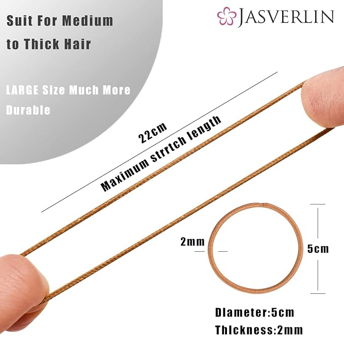 JASVRELIN Blonde Hair Ties, No Slip Damage-free Elastics Ponytail Holders for Women Girls Men, Hair Bands for Thin Fine Medium Thick Long Curly 2mm 80 Pieces (Sandy Blonde)