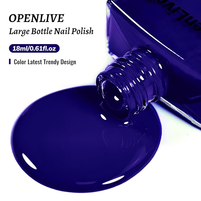 18ml Blue Nail Polish Large Volume Quick Dry Dark Blue Nail Polish, Long Lasting Shine, Fingernail Toenail Nail Art DIY Home Travel Nail Art Gift