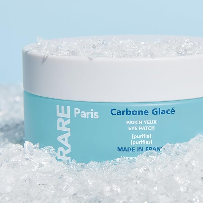 RARE Paris - Carbone Glacé - Purifying Carbon Black Under Eye Patches - Cleanses & Tightens - With Hamamelis & Mallow - Purifying, Firming & Revitalizing - Multi-Active Serum Formula - 30 Pairs