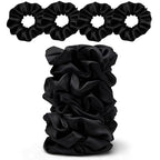 Satin Scrunchies for Women – 8PCS Black Silk Hair Ties – No Crease, Frizz-Free, Gentle Elastic Hair Bands for Thick & Thin Hair, Soft & Stylish Hair Accessories Gifts