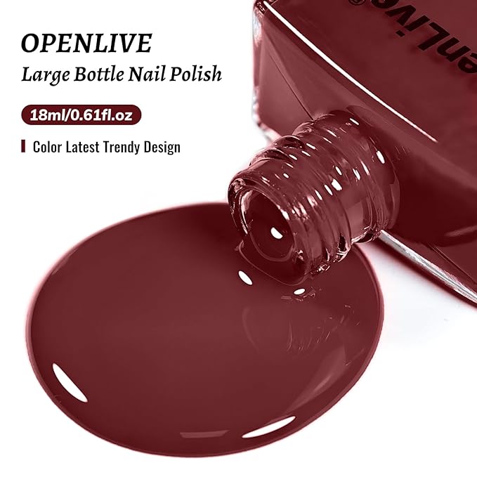 18ml Dark Red Nail Polish Large Volume Quick Dry Nail Polish, Long Lasting Shine, Fingernail Toenail Nail Art DIY Home Travel Nail Art Gift